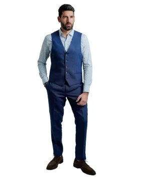 Blue Linen Waistcoat