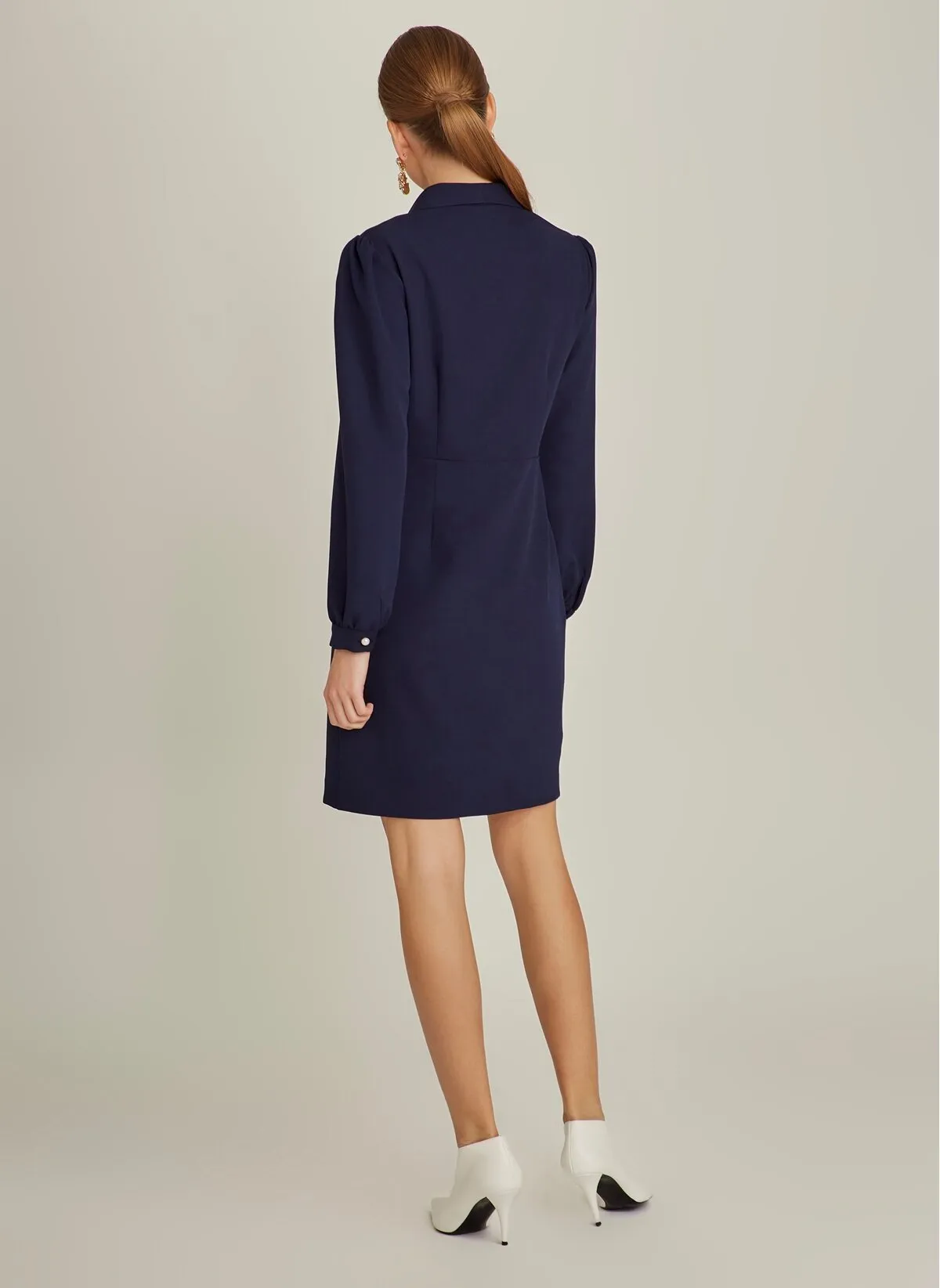 15962 Blue Pearl Button Jacket Dress