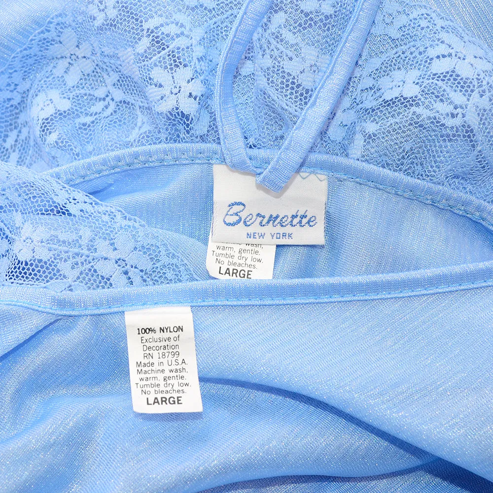 1970's Bernette Blue Nightgown and Peignoir Robe Set Size Large