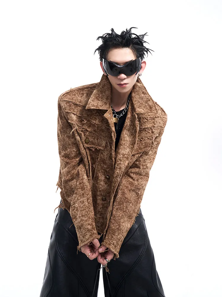 【24s Dec.】Desert Wasteland Style Raw Edged Denim Jacket