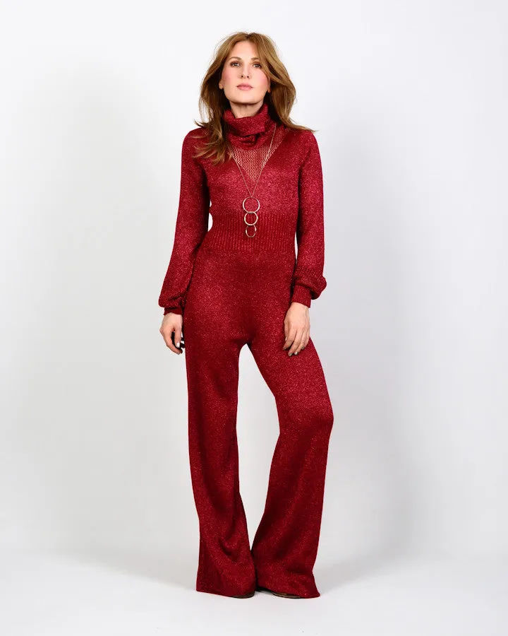 70s Metallic Sweater Knit Jumpsuit