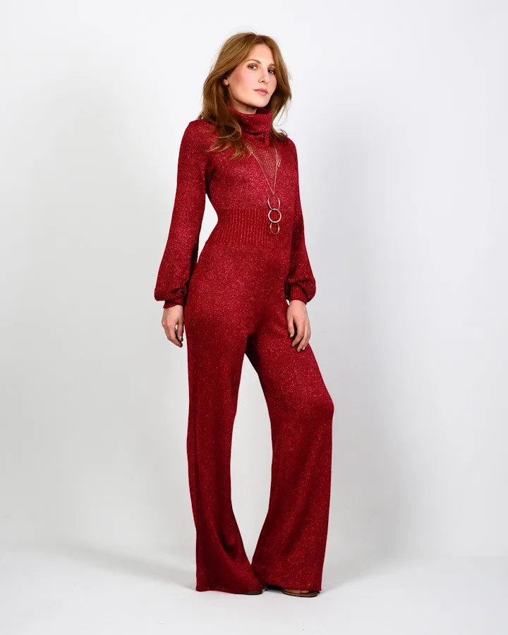 70s Metallic Sweater Knit Jumpsuit