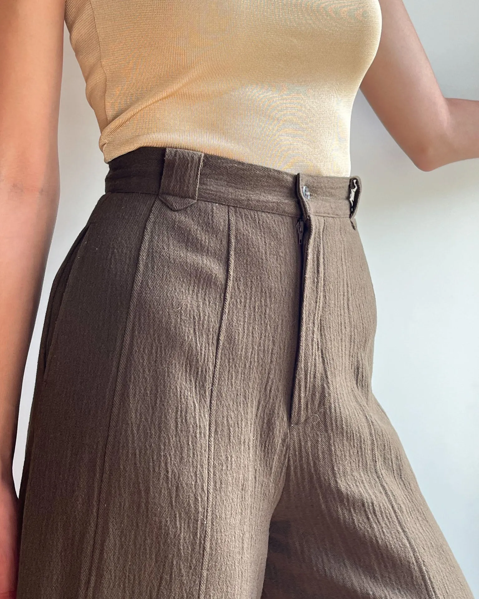 80s Brown Wool Culottes | S