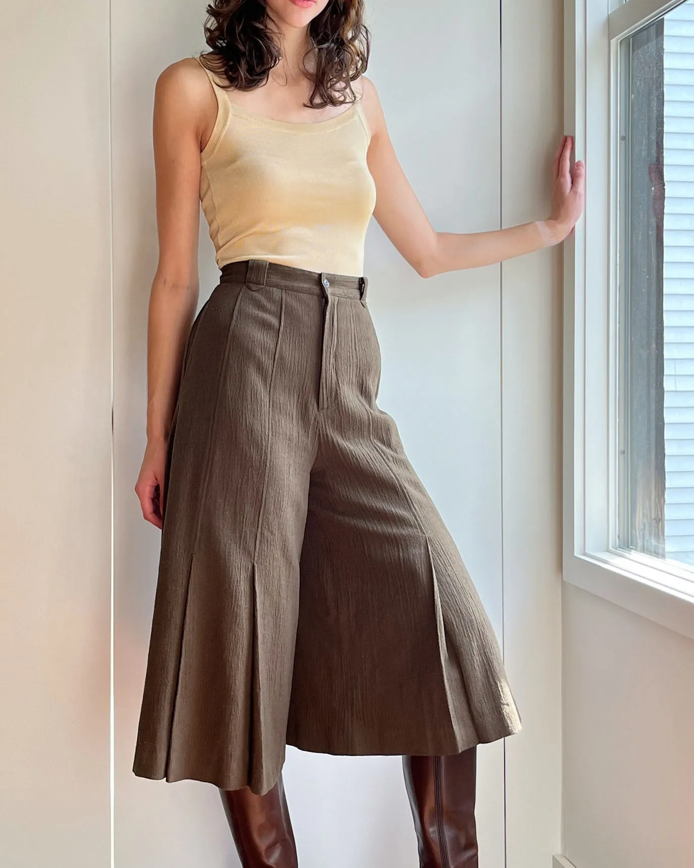 80s Brown Wool Culottes | S