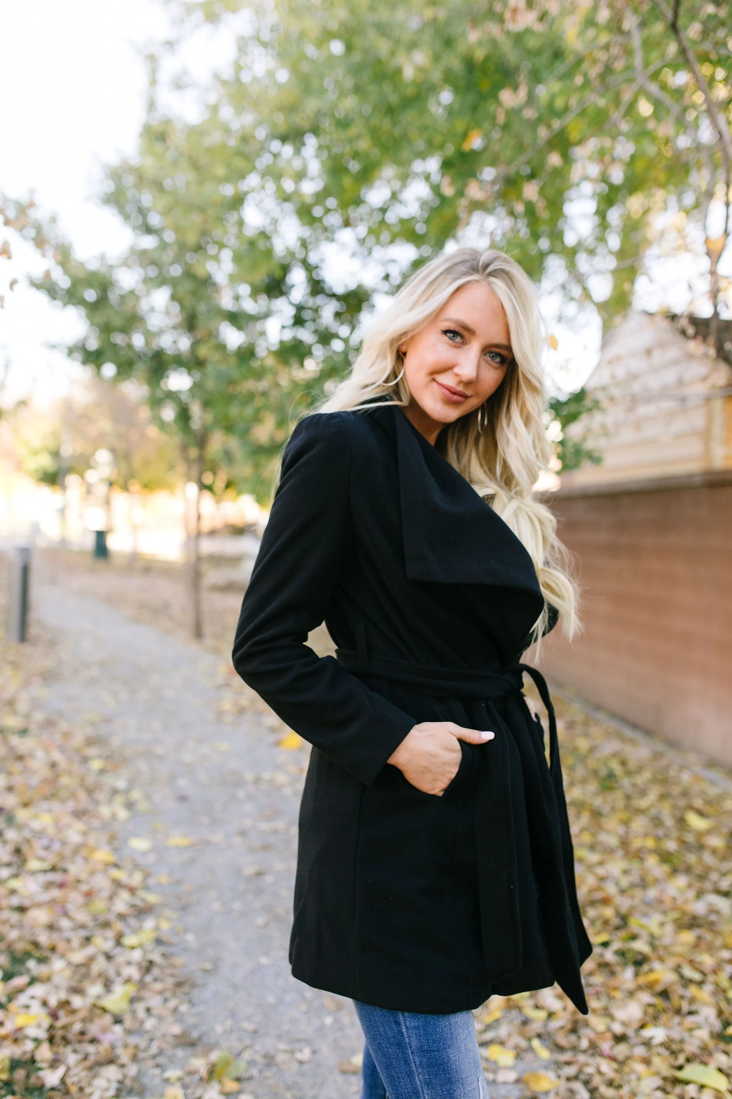 A Breath Of Paris Classic Wrap Trench Coat In Black