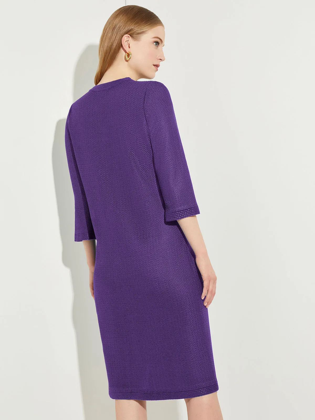 A-Line Button Detail Textured Knit Dress