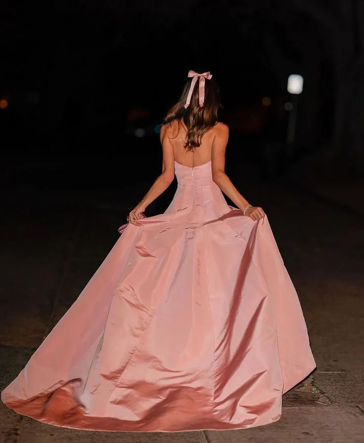 A Line Pink Strapless Prom Dress, Elegant Evening Party Dress     fg7325