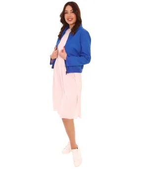 Adult Women's Stranger Jacket and Dress TV/Movie Costume,Blue & Pink Halloween Costume