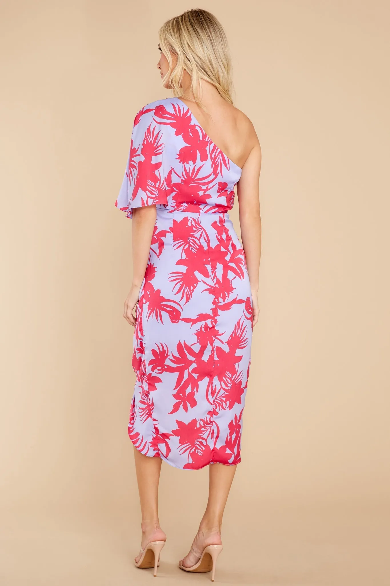 Always Thriving Lavender Multi Leaf Print Midi Dress