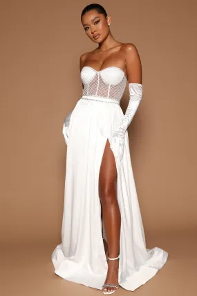 Anasia Satin Maxi Dress Set - White