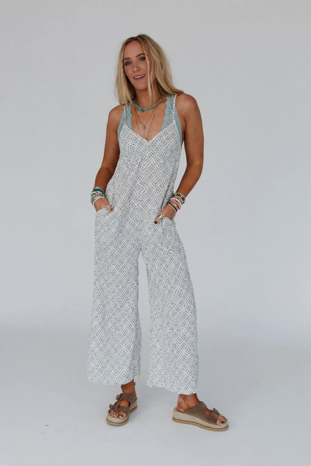 Annabelle Printed Jumpsuit - White