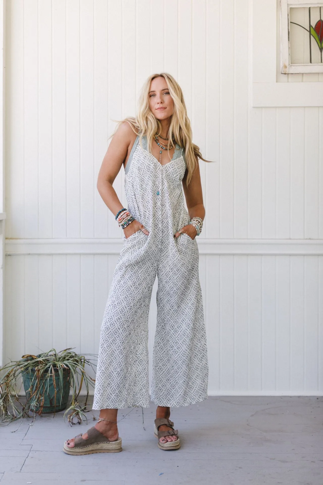 Annabelle Printed Jumpsuit - White