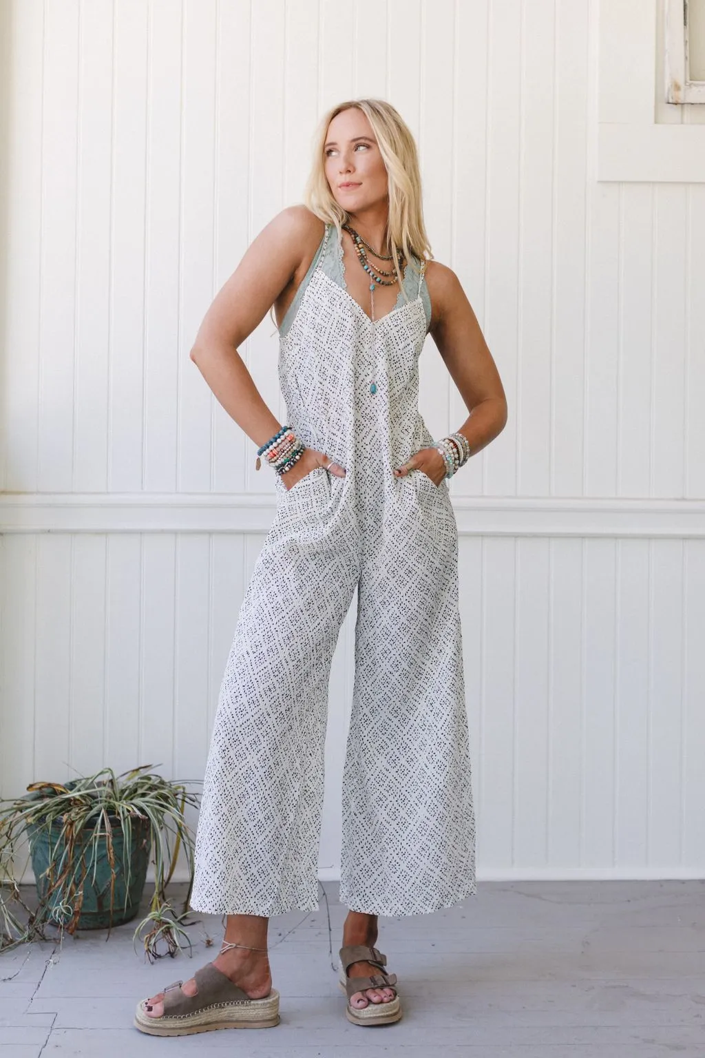 Annabelle Printed Jumpsuit - White