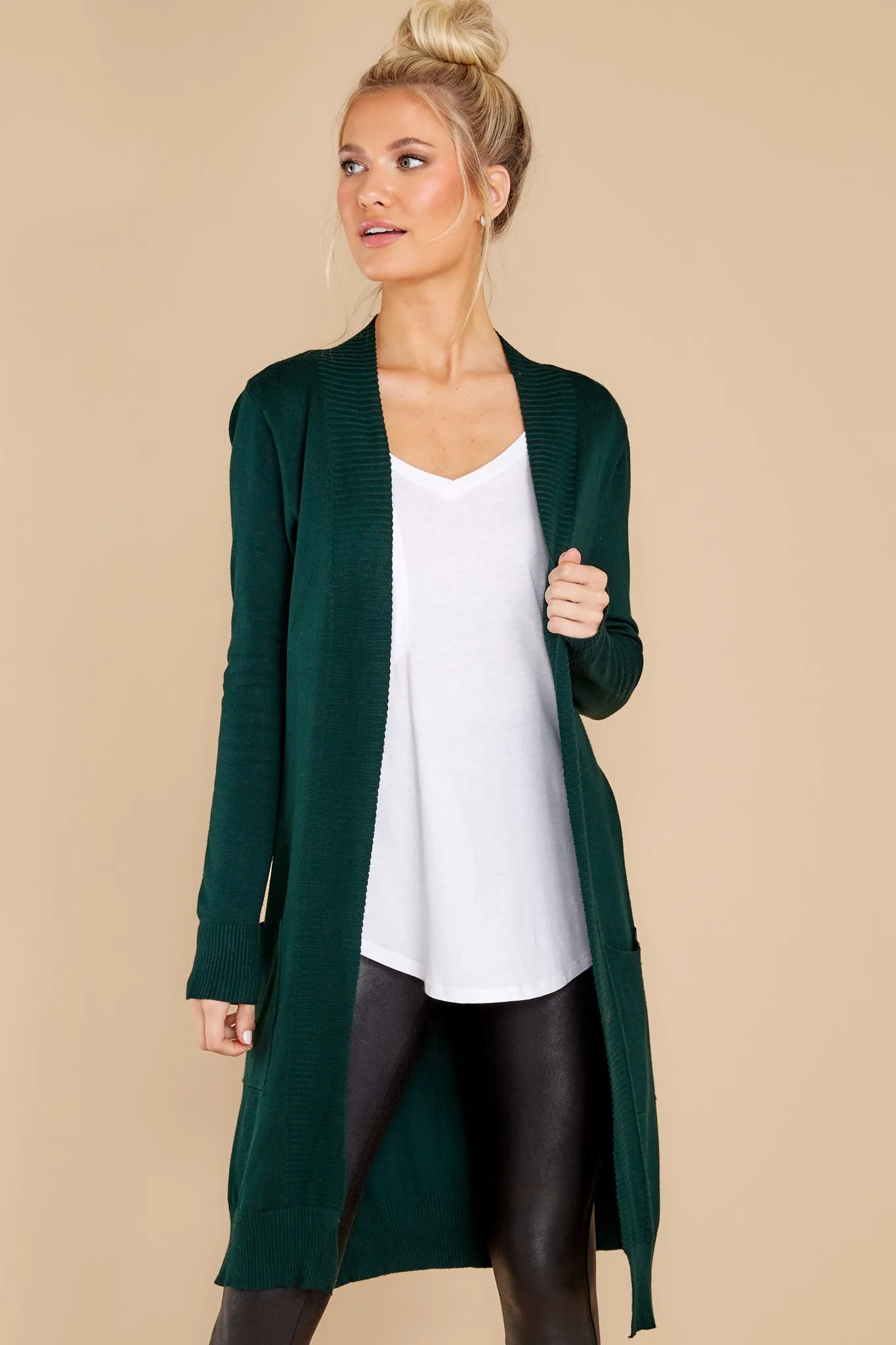 Anticipating This Moment Hunter Green Cardigan