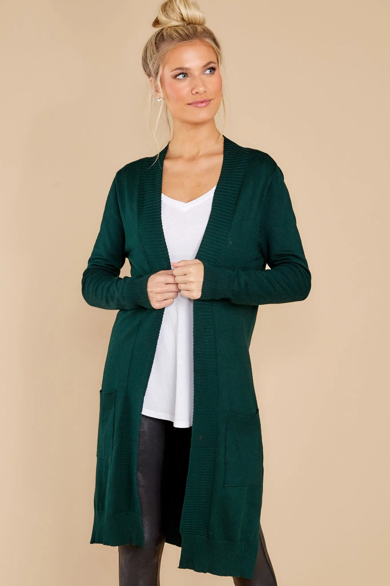 Anticipating This Moment Hunter Green Cardigan