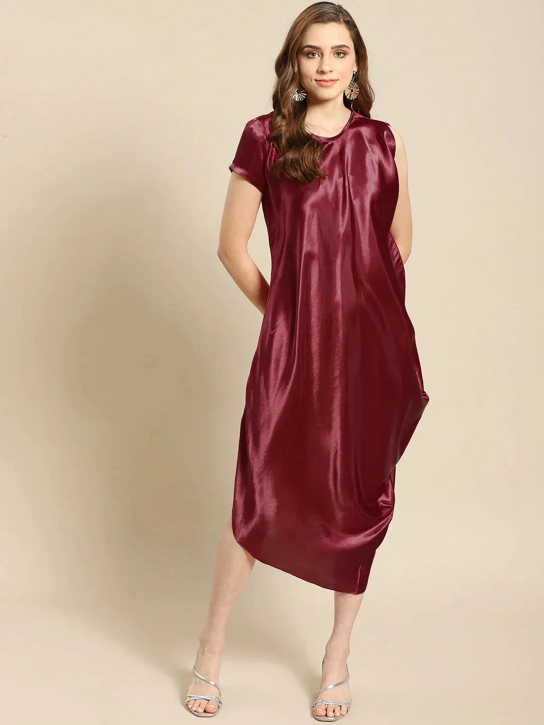 Asymmettric side cowl dress