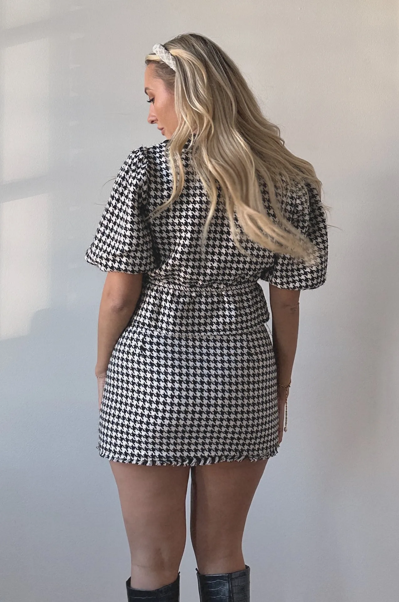 Black and White Houndstooth Skirt