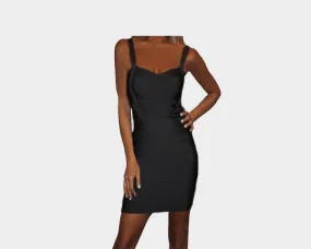 Black Body Wrap Dress - The Rodeo Drive