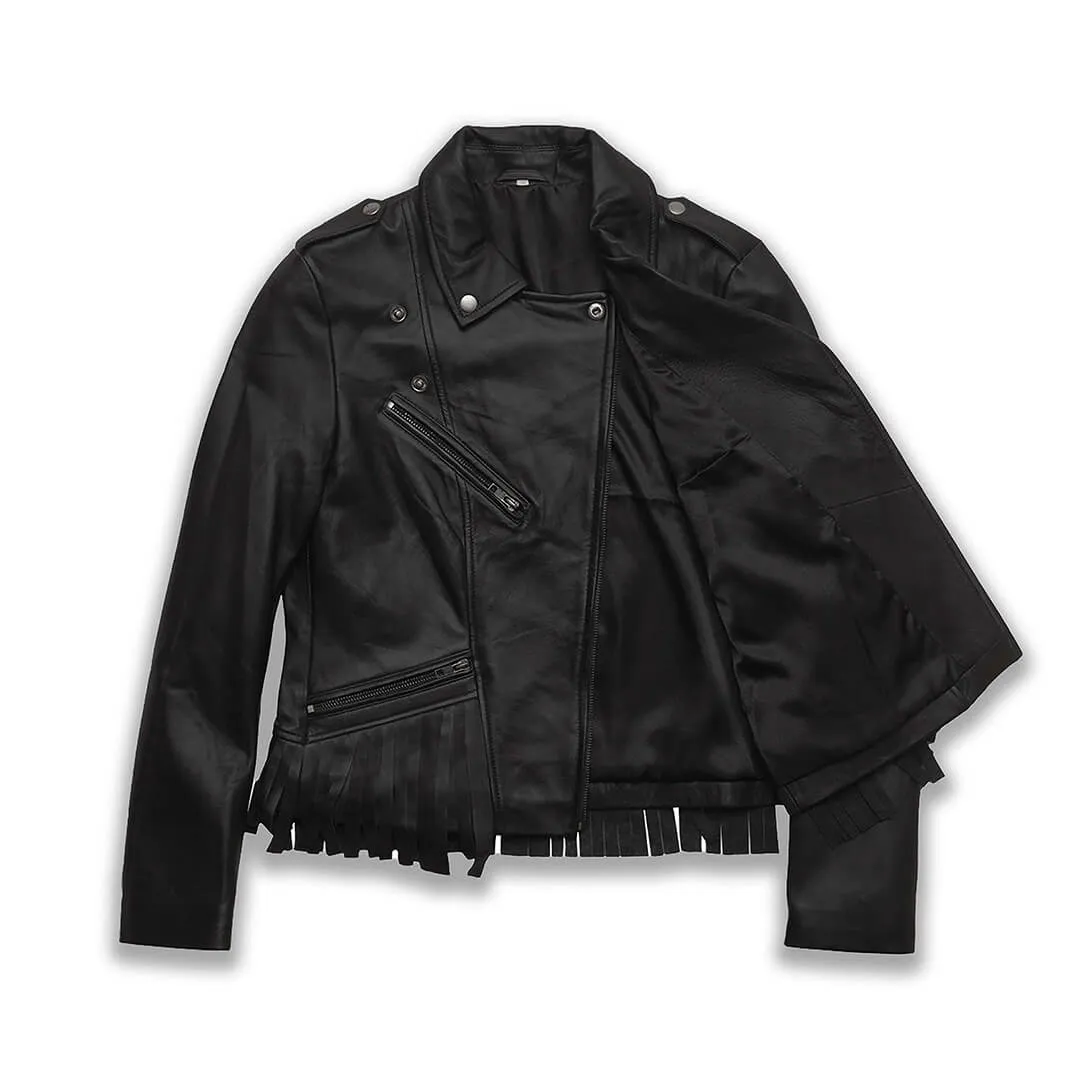 Black Fringed Leather Jacket