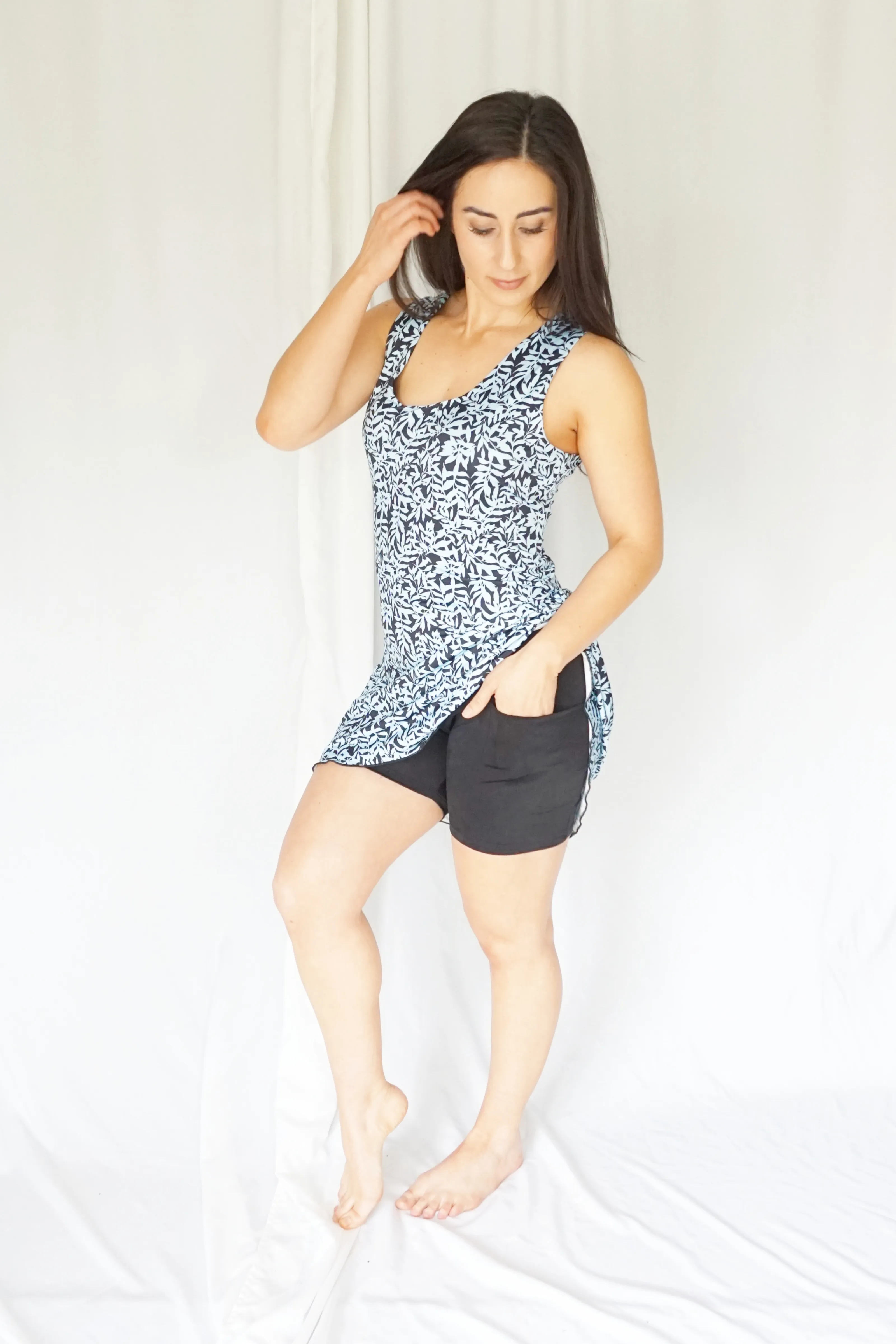 Blue Bamboo Activity Dress w/ Built-In Shorts