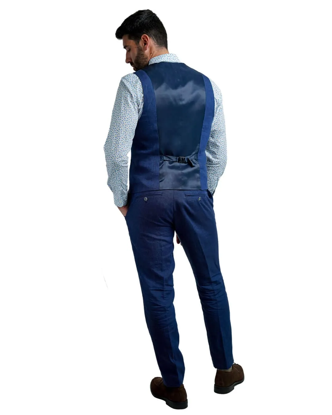 Blue Linen Waistcoat