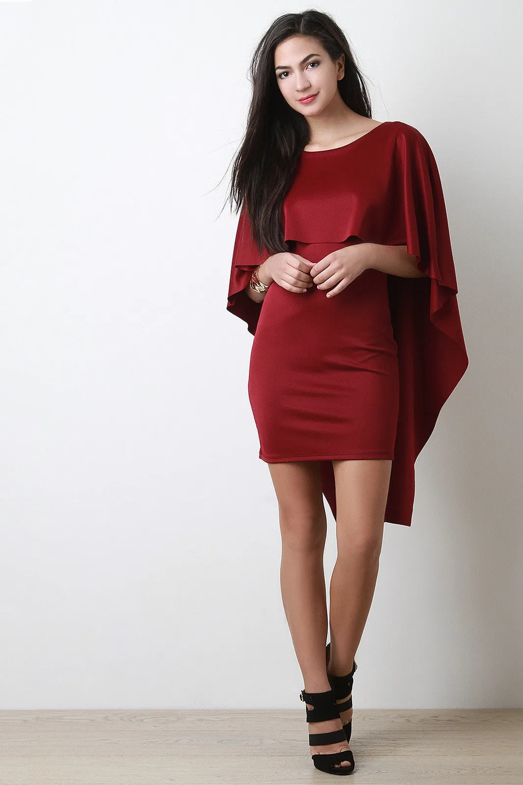 Bodycon Mini Cape Dress