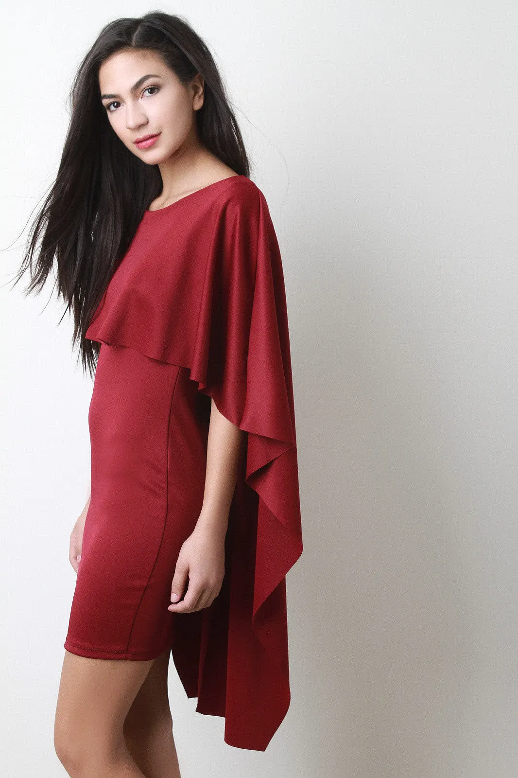 Bodycon Mini Cape Dress