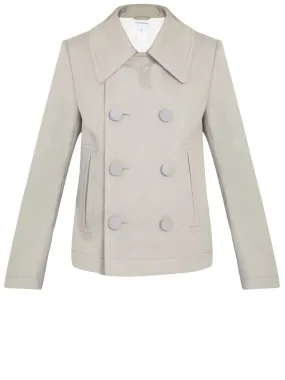 BOTTEGA VENETA Classic Double-Breasted Peacoat in Light Beige Cotton