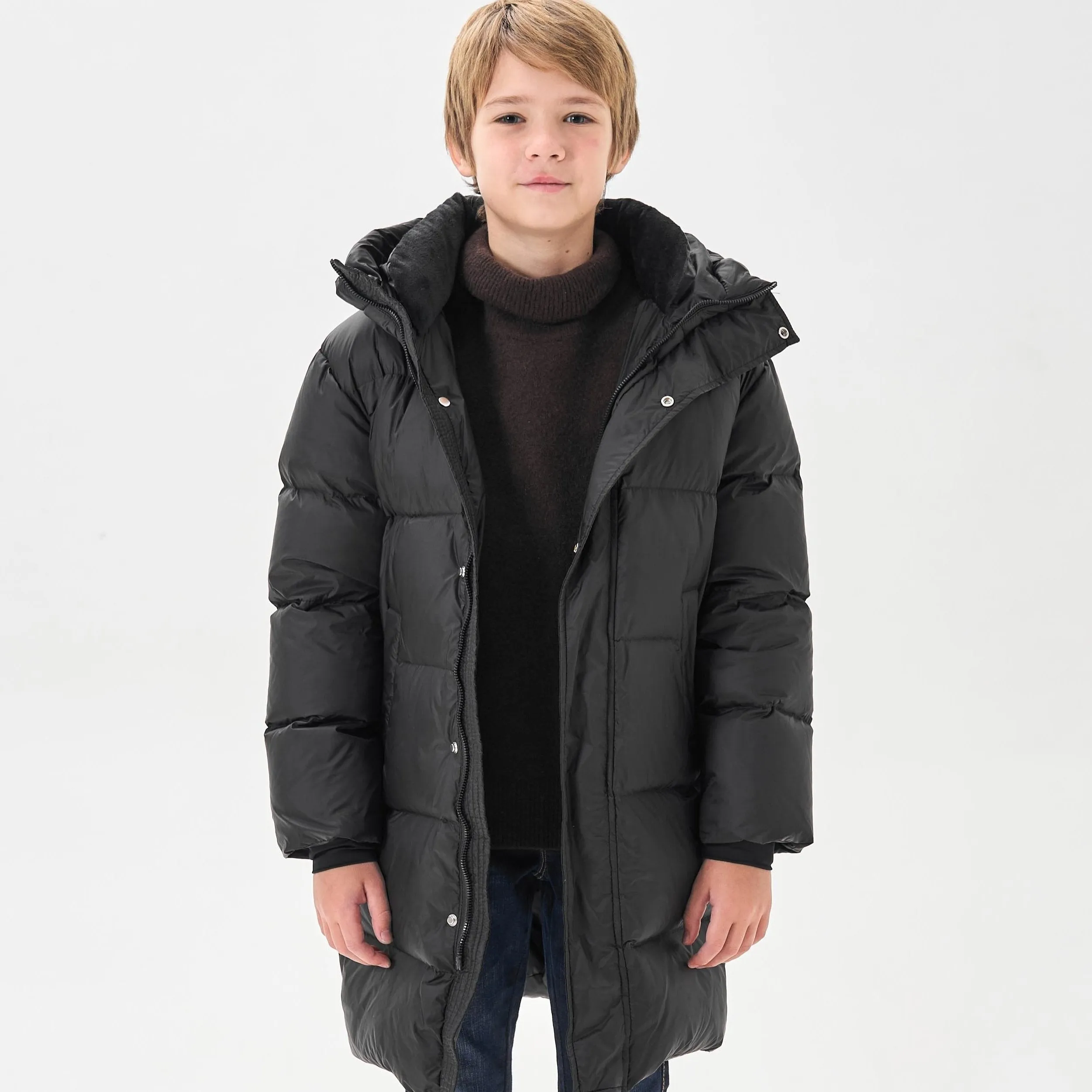 Boys Cool Mid-length Hooded Down Jacket, Warm Zip Up Jacket, Boy's Clothes For Winter Outdoor, As Gift