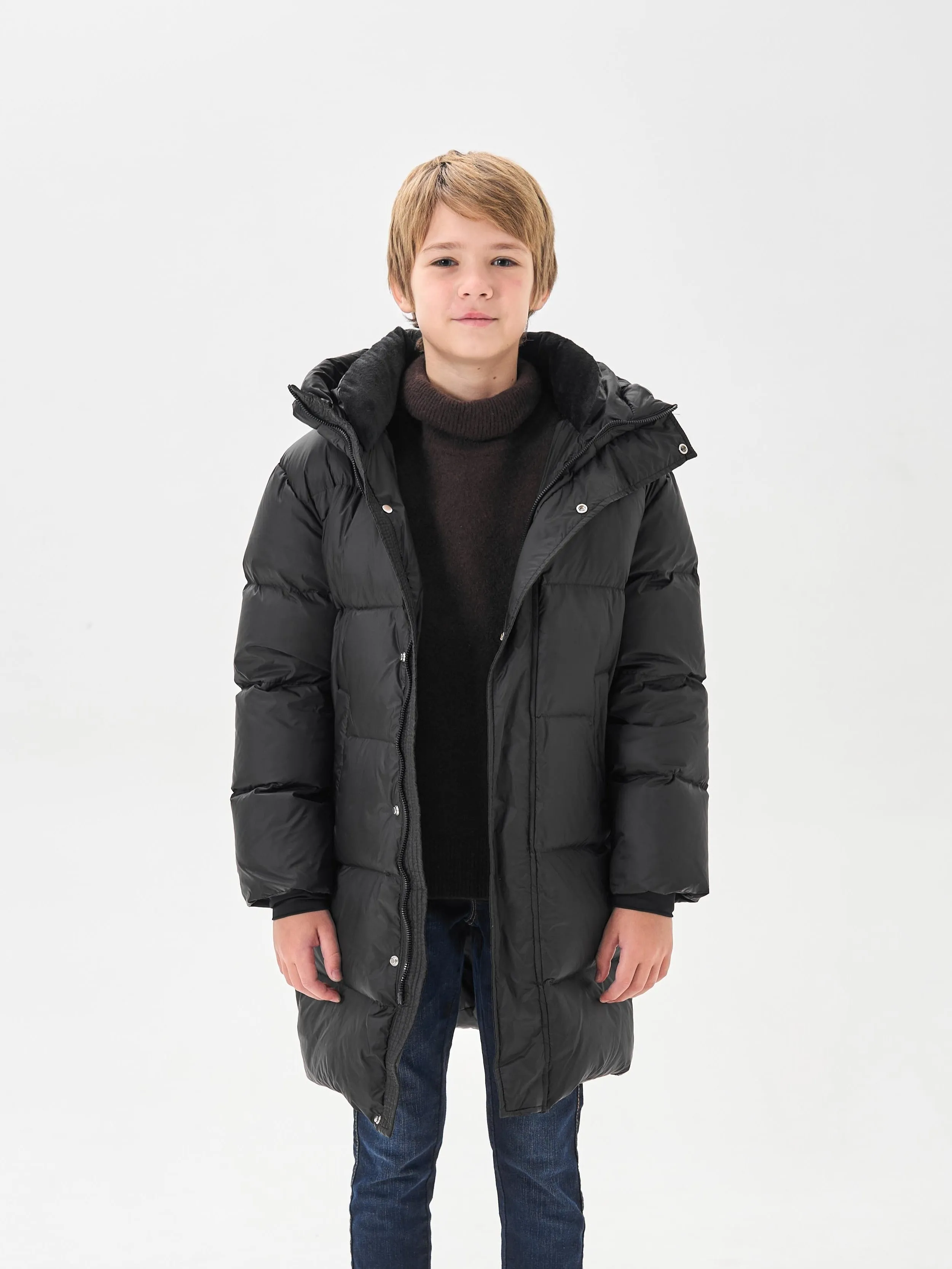 Boys Cool Mid-length Hooded Down Jacket, Warm Zip Up Jacket, Boy's Clothes For Winter Outdoor, As Gift