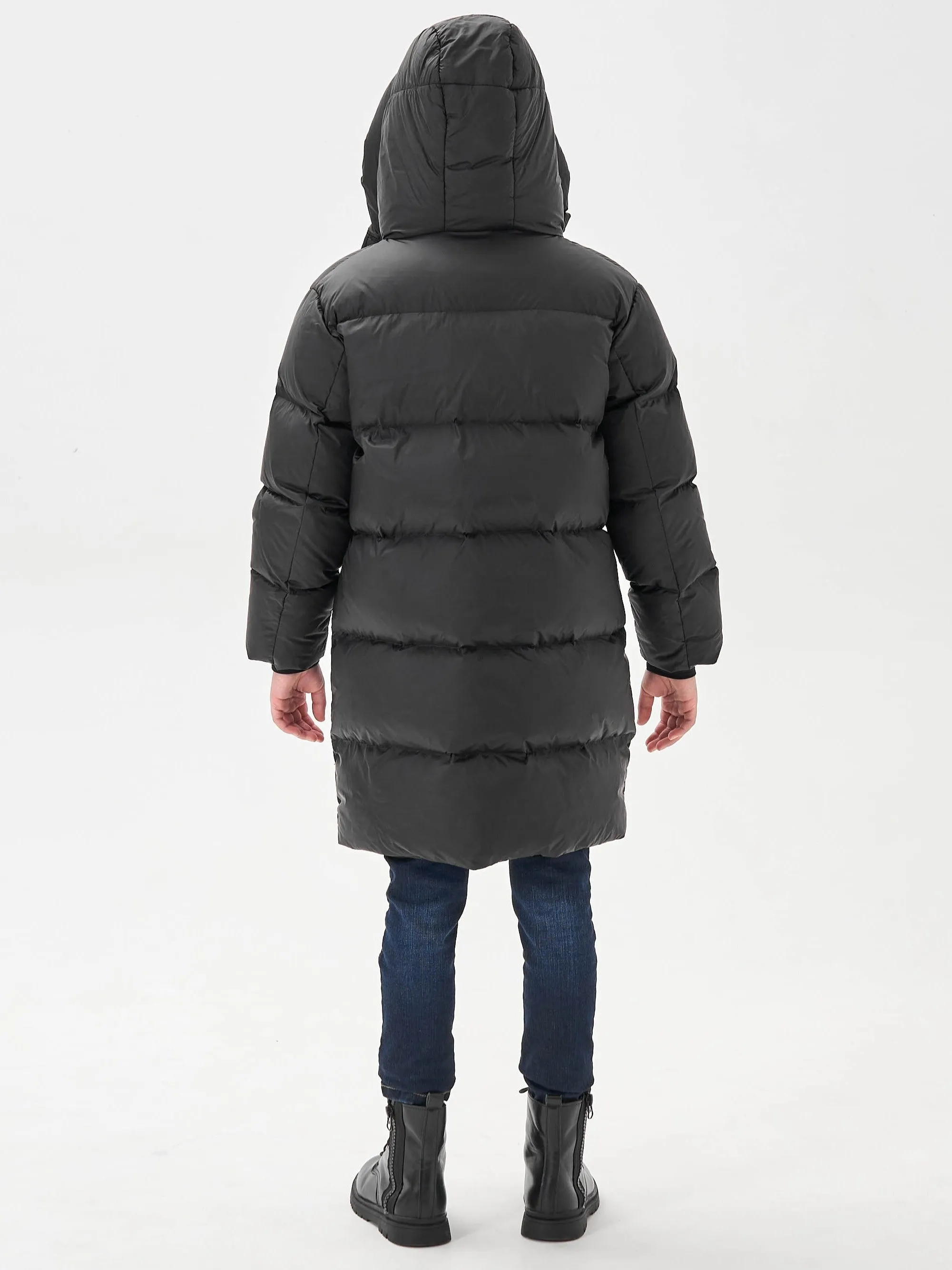 Boys Cool Mid-length Hooded Down Jacket, Warm Zip Up Jacket, Boy's Clothes For Winter Outdoor, As Gift