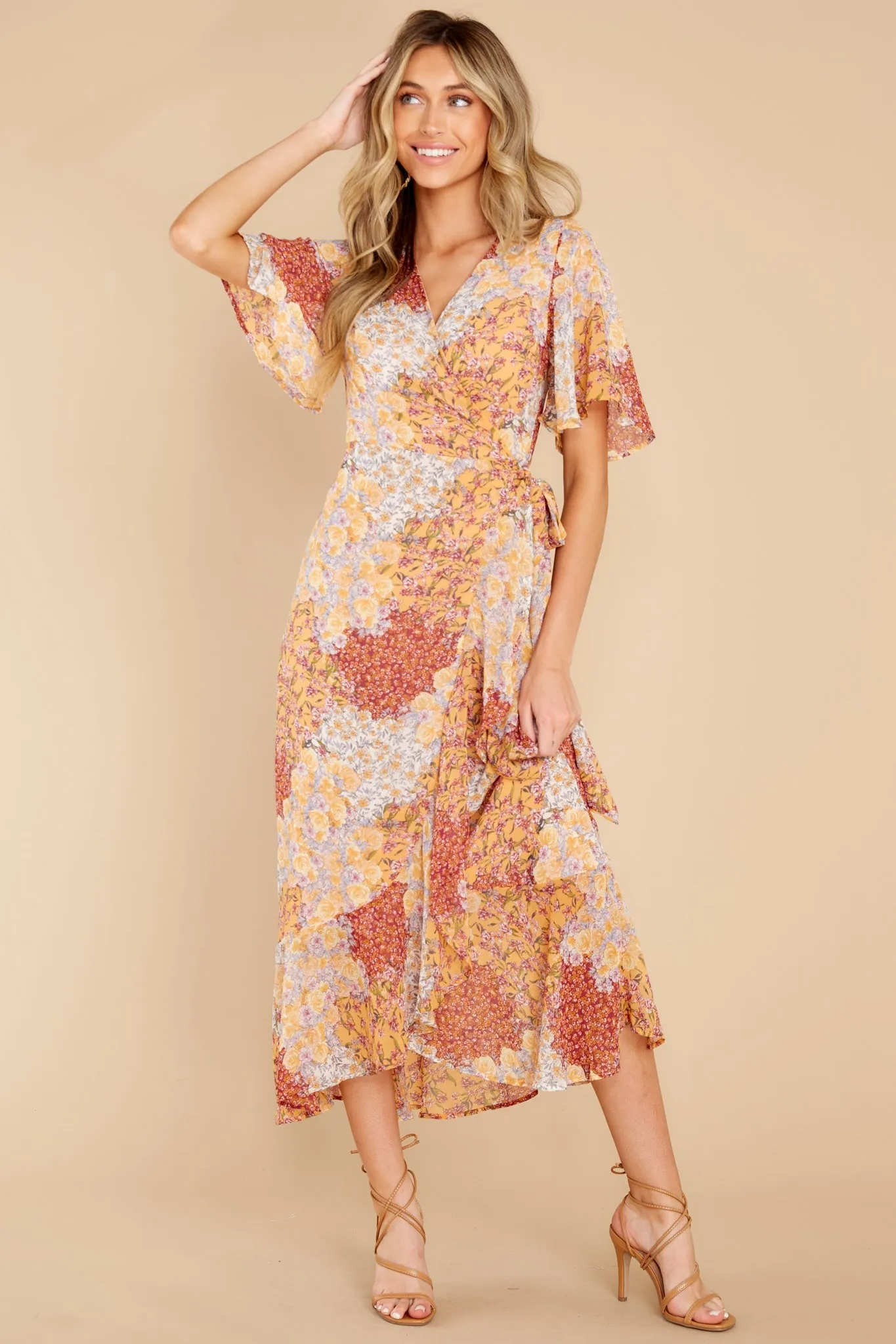 Bright Spark Orange Floral Print Maxi Dress