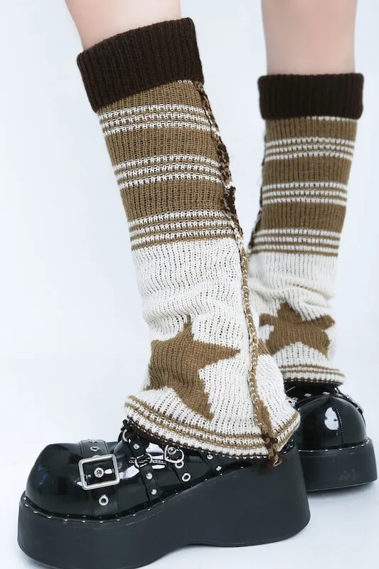 Brown star vintage leg warmers