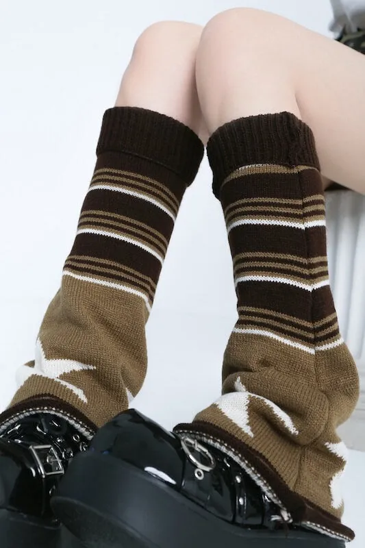 Brown star vintage leg warmers