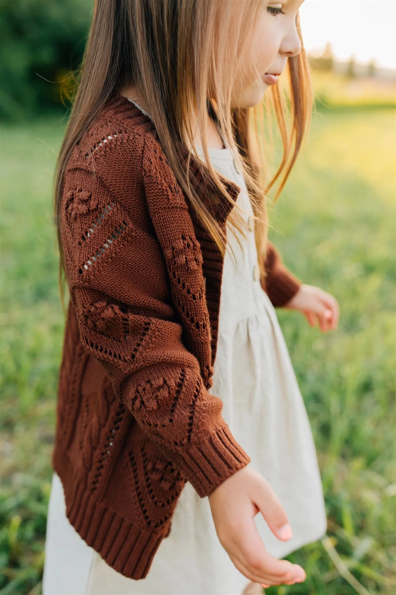 Cable Knit Cardigan | Dark Rust