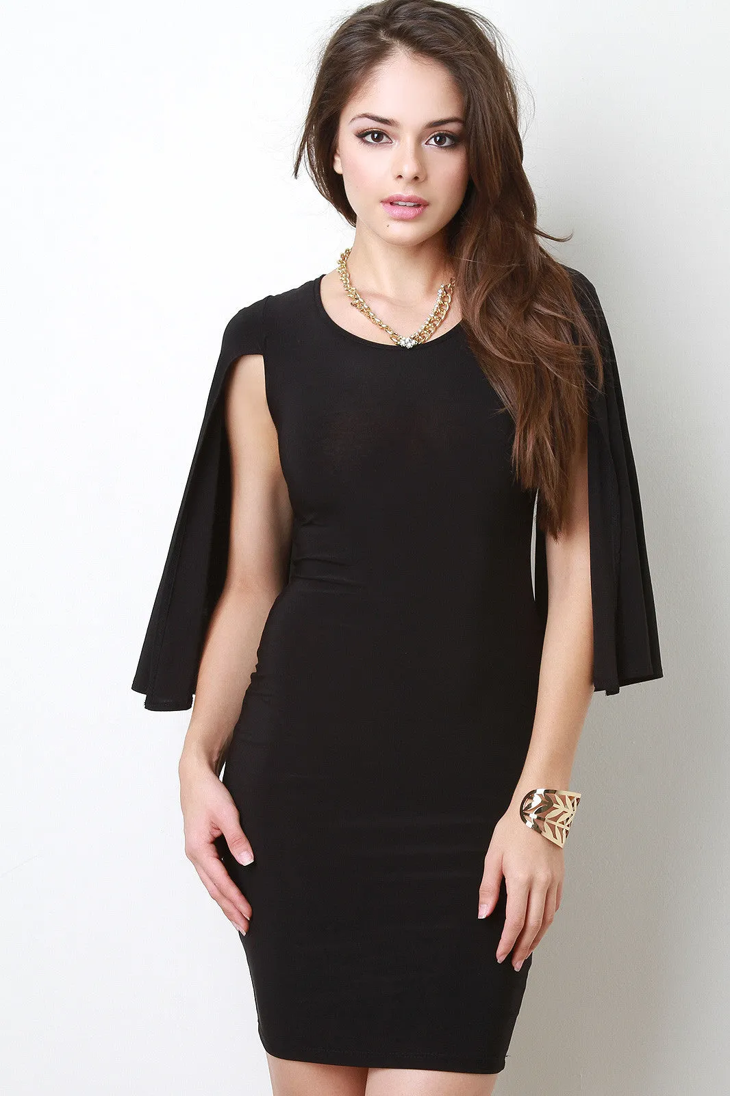 Cape Sleeve Bodycon Dress