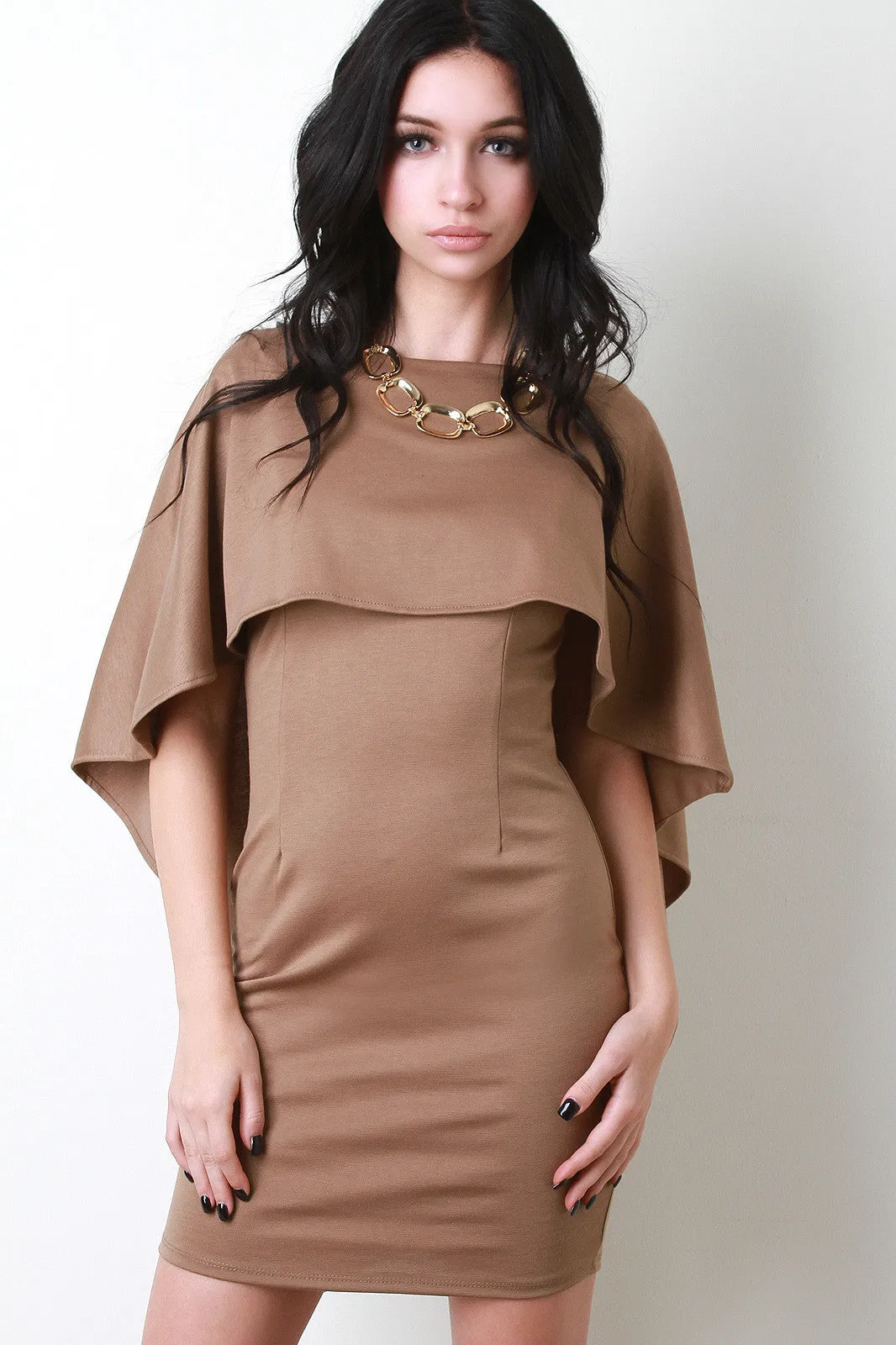 Cape Tier Bodycon Dress