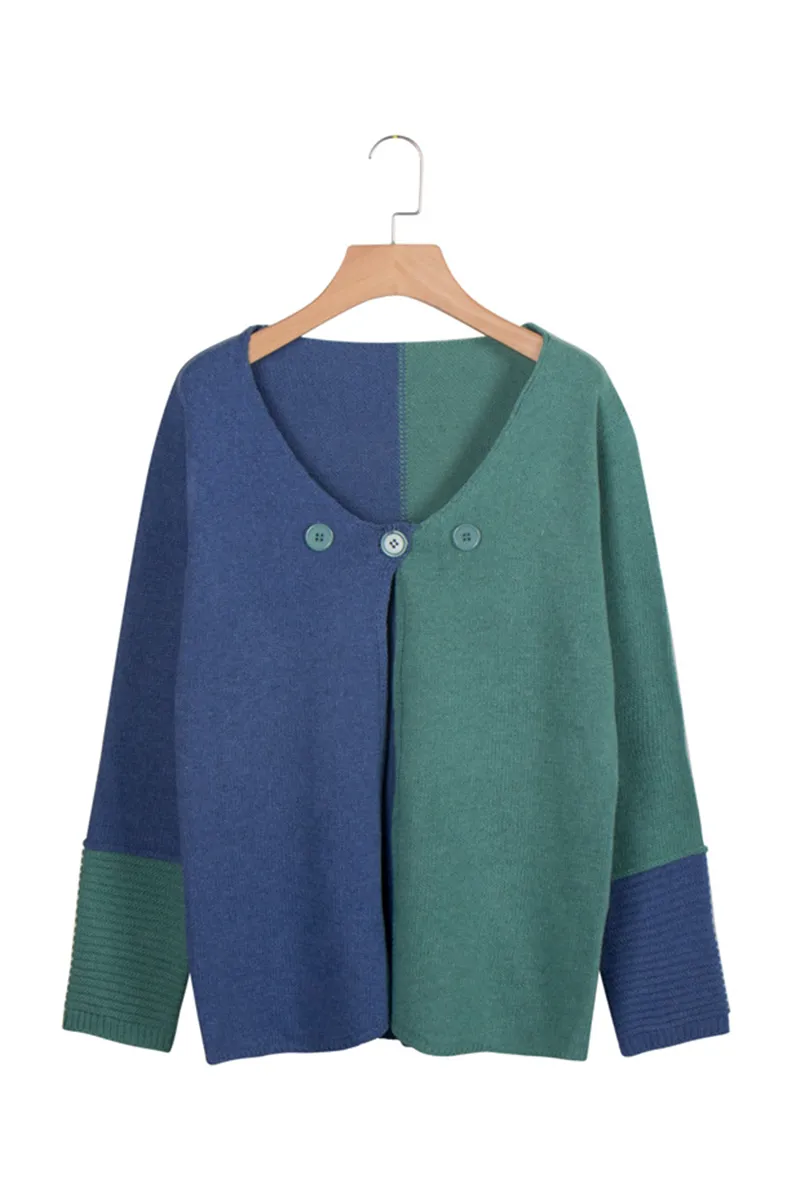 Casual Color Lump Buttons V Neck Cardigans(4 Colors)