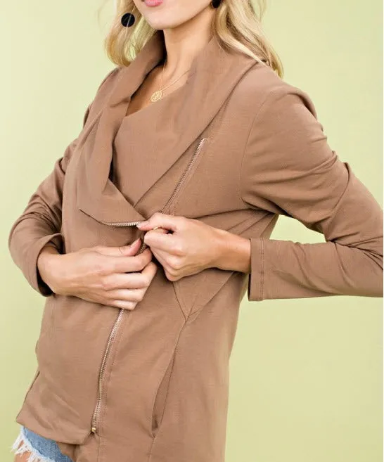 Chic Side Zip Jacket, Chocolate