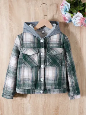 Classic Plaid Fleece Hooded Jacket Coat for Boys and Girls - Soft, Warm, and Water-Resistant with Button Down Closure, Adjustable Hood, and Multiple Pockets - Perfect for Outdoor Activities and Casual Wear