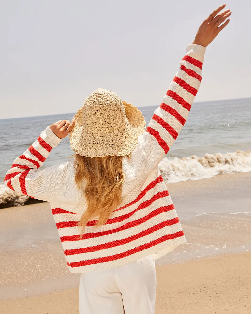 Coastal Heritage Seashell Striped Cardigan