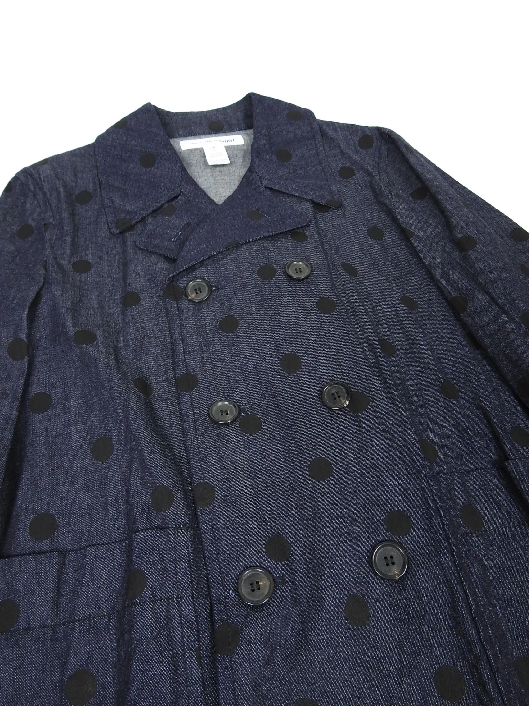 Comme Des Garcons SHIRT Denim Polka Dot Peacoat Size Medium