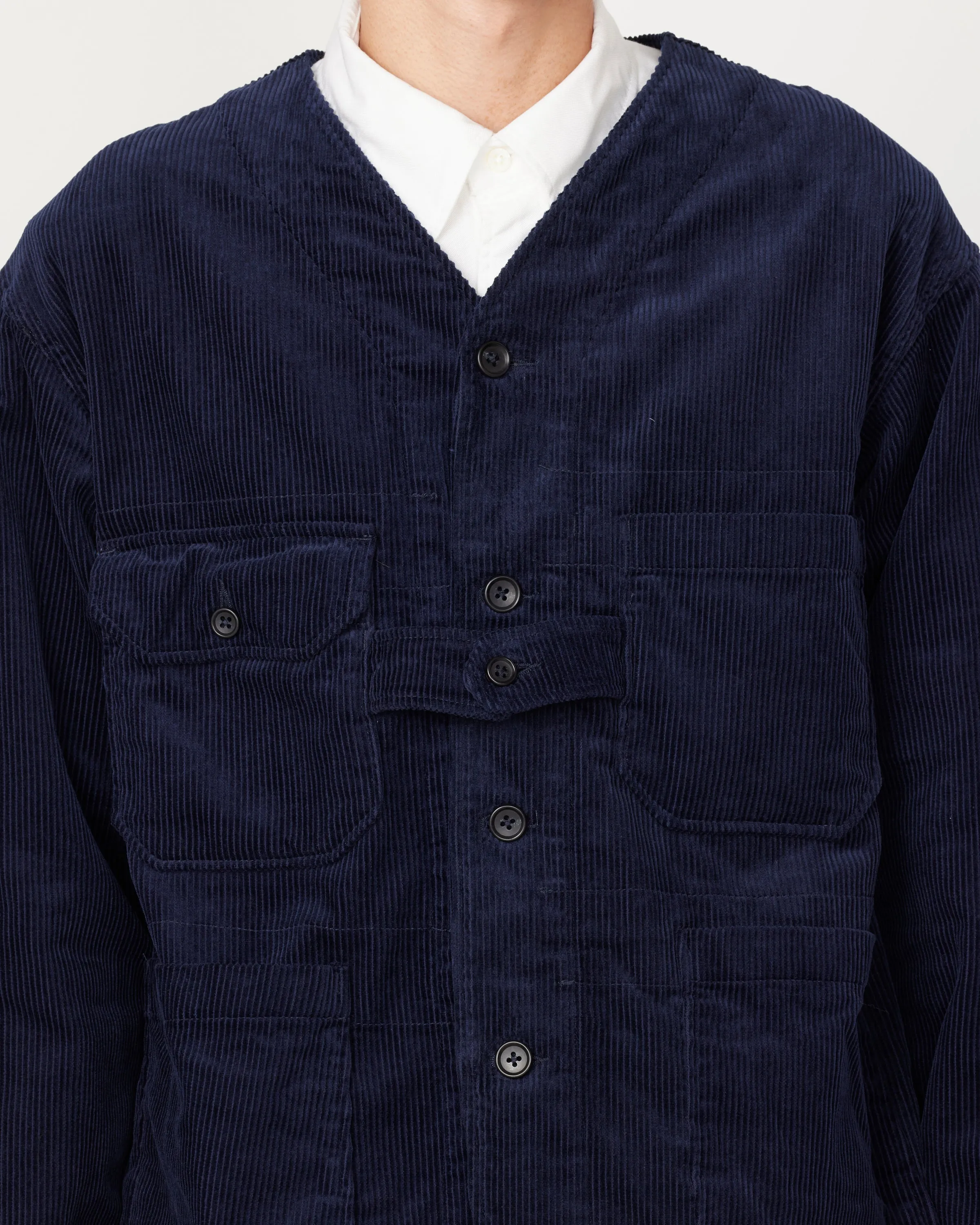 Corduroy Cardigan Jacket in Dark Navy