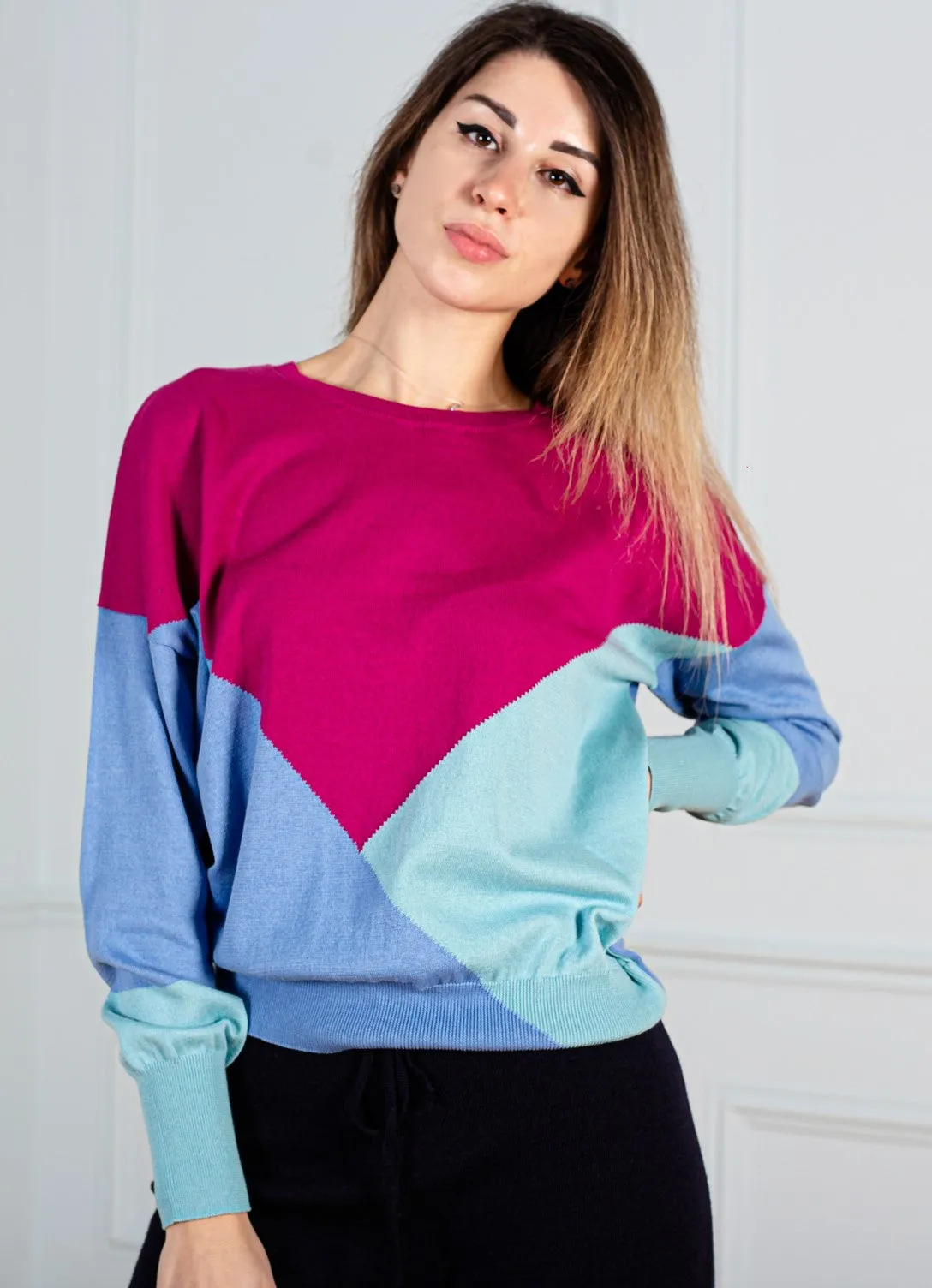 Cotton Colour Block Sweater