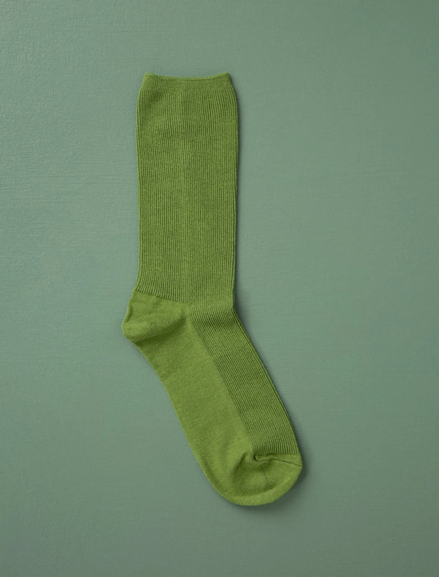 Cotton Fine Ribbed Socks // Green Olive