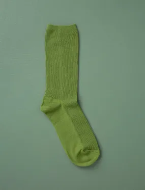 Cotton Fine Ribbed Socks // Green Olive