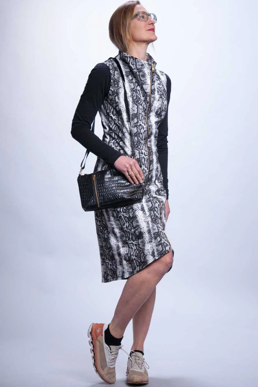 Cowl Neck Zip Dress - Office Python