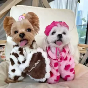 Cute Dog Hoodie Fleece Heart Coat Jacket Pet Clothing Sweet Dogs Clothes Thicker Soft Pink Warm Autumn Winter Fashion Girl Yorkies Ropa Perro