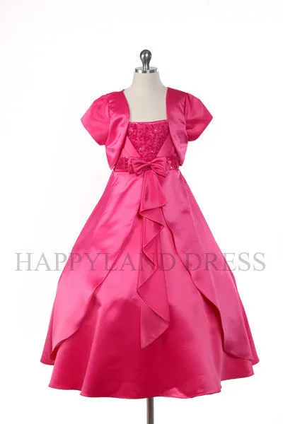 D20108 Satin Front Bow Detail Dress (3 Diff. Colors)