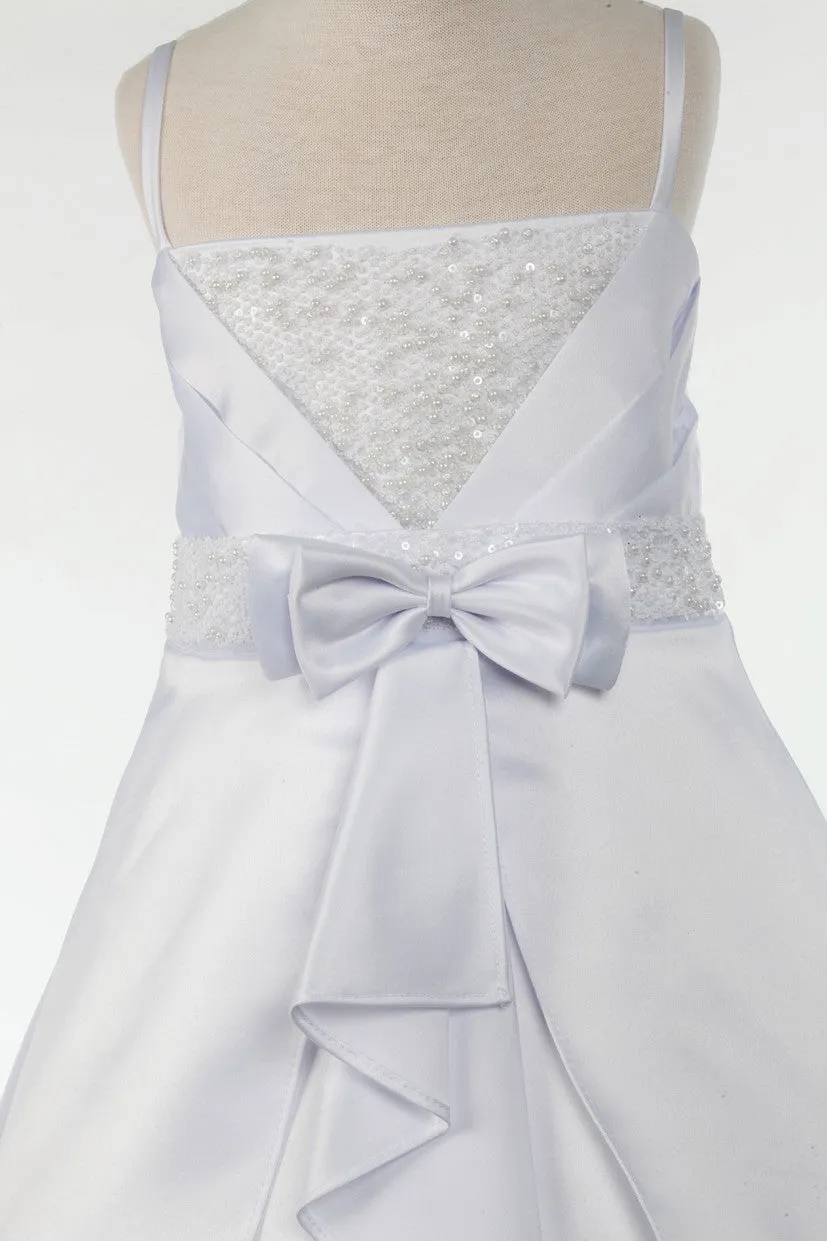 D20108 Satin Front Bow Detail Dress (3 Diff. Colors)